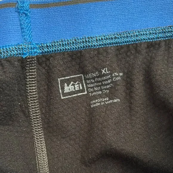 REI Men's Charcoal long John’s with Blue Trim - Picture 2 of 4